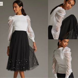 Anthropologie Dolan size M white puff sleeve top long sleeve bridal bride top